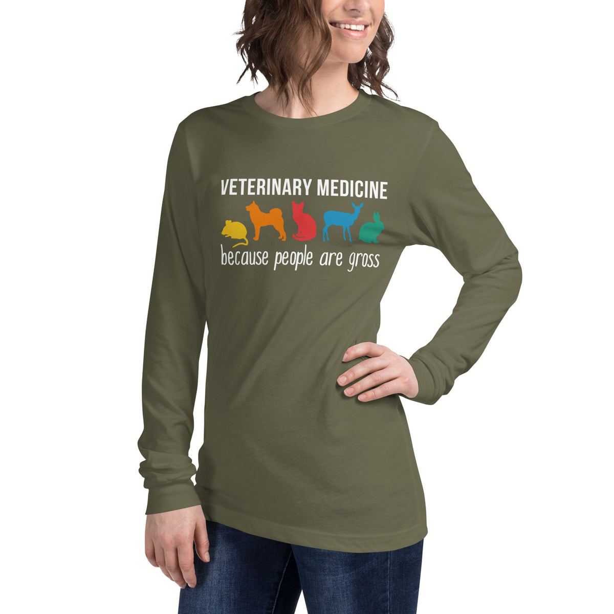 Veterinary Medicine because people are gross Unisex Long Sleeve Tee-Unisex Long Sleeve Shirt | Bella + Canvas 3501-I love Veterinary