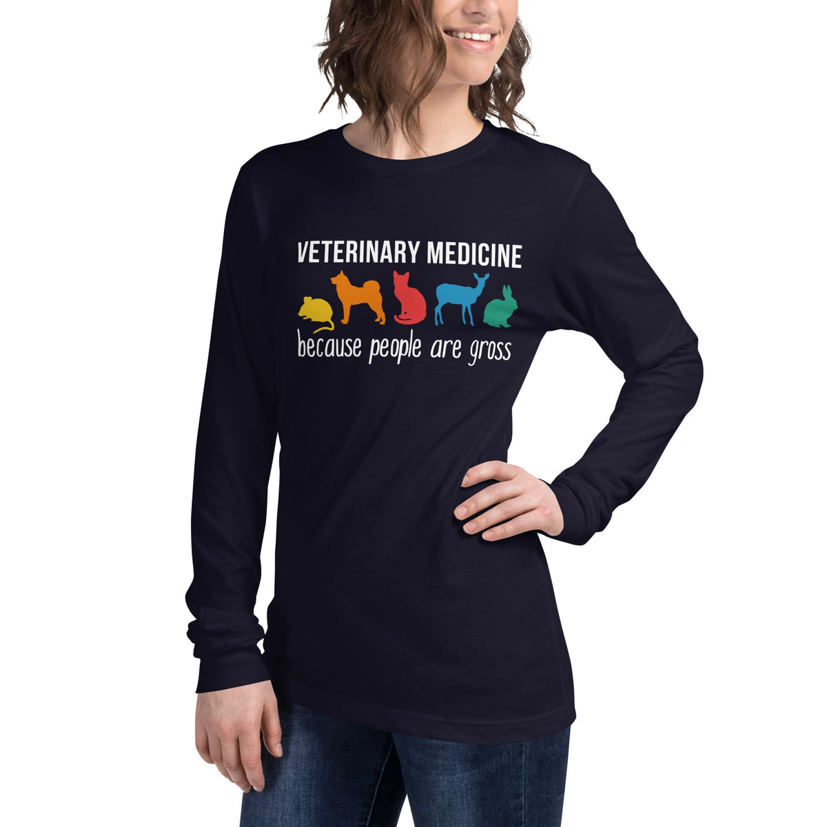 Veterinary Medicine because people are gross Unisex Long Sleeve Tee-Unisex Long Sleeve Shirt | Bella + Canvas 3501-I love Veterinary