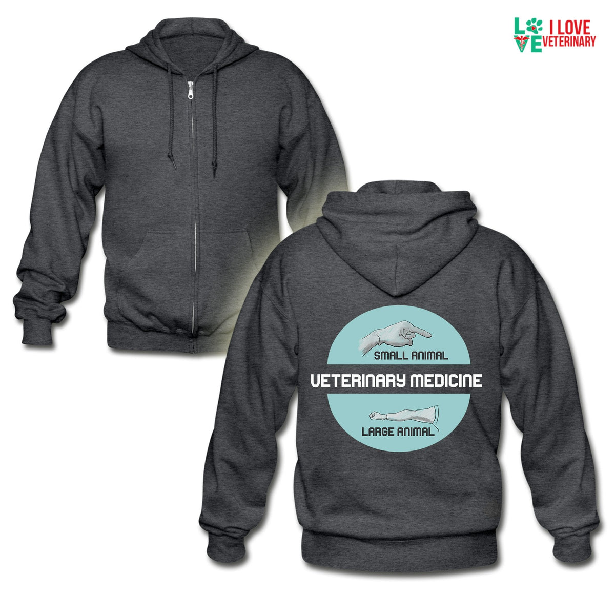 Veterinary Medicine - Small & Big animal Unisex Zip Hoodie-Heavy Blend Adult Zip Hoodie | Gildan G18600-I love Veterinary