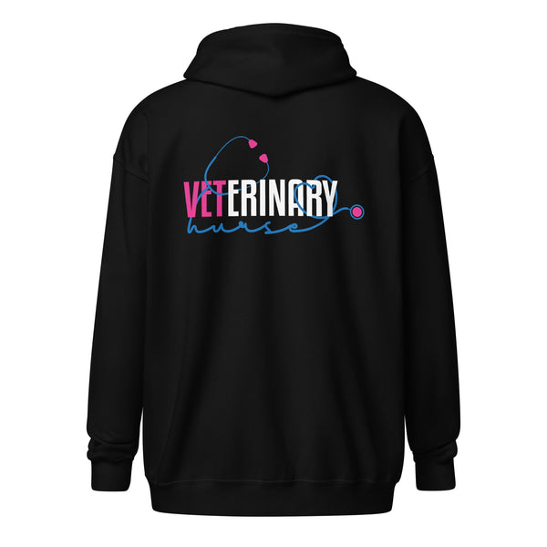 Veterinary NURSE, stethoscope Zip Hoodie-Unisex Heavy Blend Zip Hoodie | Gildan 18600-I love Veterinary