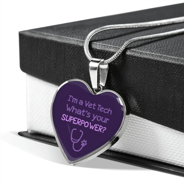 Veterinary Technician Jewelry Gift Luxury Heart Necklace - I'm a vet tech-Necklace-I love Veterinary