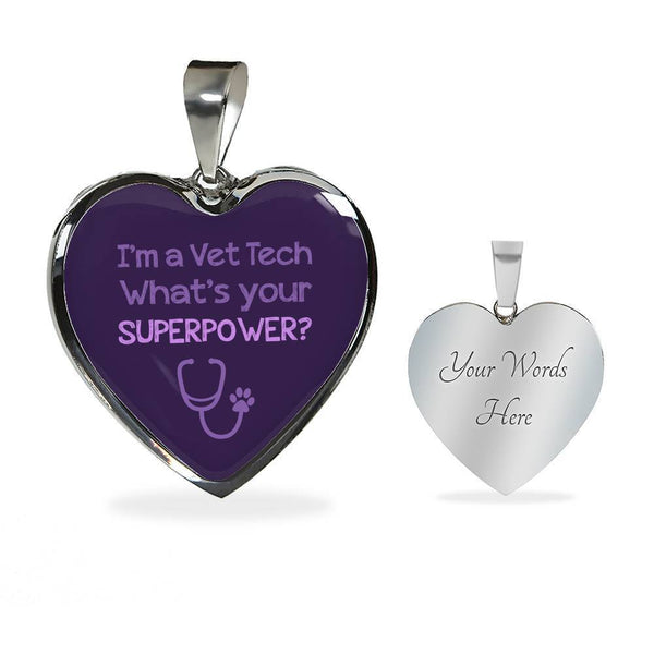 Veterinary Technician Jewelry Gift Luxury Heart Necklace - I'm a vet tech-Necklace-I love Veterinary