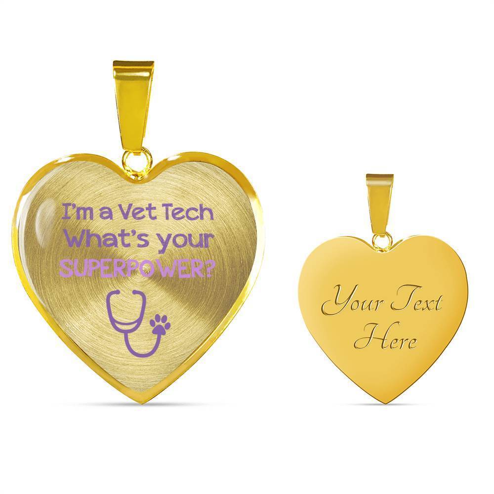 Veterinary Technician Jewelry Gift Luxury Heart Necklace - I'm a vet tech, whats your superpower?-Necklace-I love Veterinary