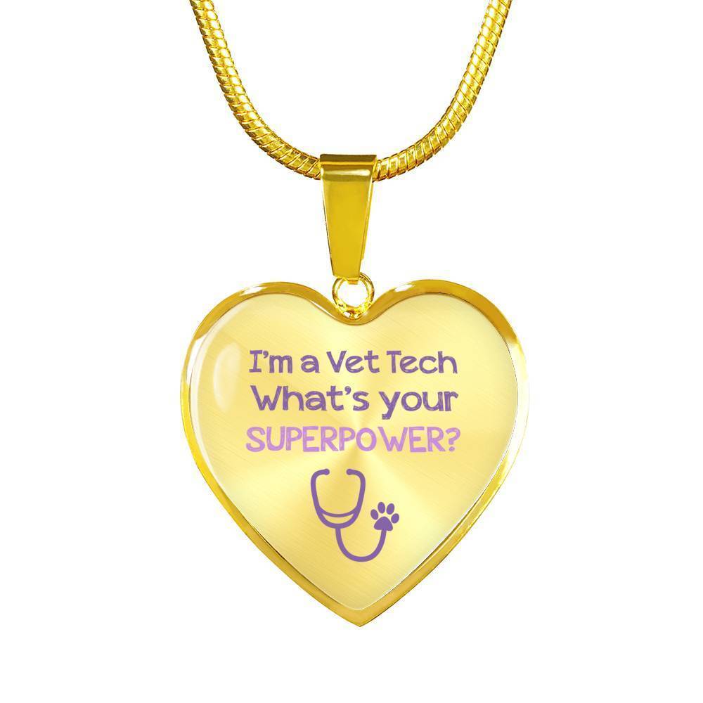 Veterinary Technician Jewelry Gift Luxury Heart Necklace - I'm a vet tech, whats your superpower?-Necklace-I love Veterinary