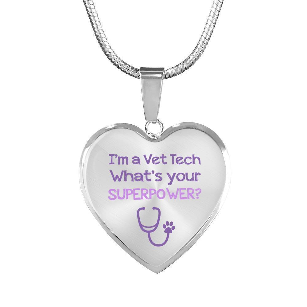 Veterinary Technician Jewelry Gift Luxury Heart Necklace - I'm a vet tech, whats your superpower?-Necklace-I love Veterinary