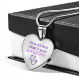 Veterinary Technician Jewelry Gift Luxury Heart Necklace - I'm a vet tech, whats your superpower?-Necklace-I love Veterinary