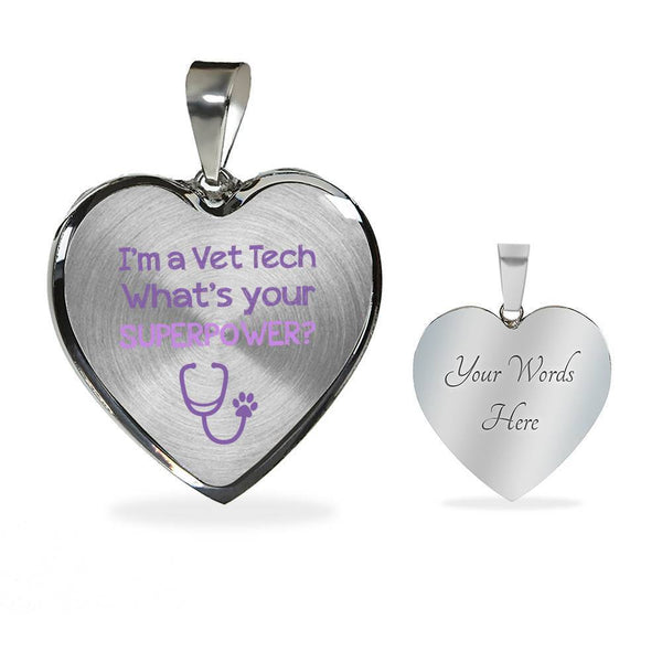 Veterinary Technician Jewelry Gift Luxury Heart Necklace - I'm a vet tech, whats your superpower?-Necklace-I love Veterinary