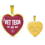 Veterinary Technician Jewelry Gift Luxury Heart Necklace - Vet Tech Live, Love, Heal-Necklace-I love Veterinary