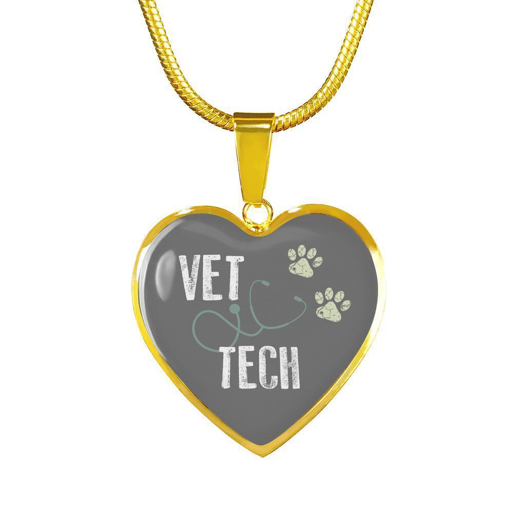Veterinary Technician Jewelry Gift Luxury Heart Necklace - Vet Tech-Necklace-I love Veterinary