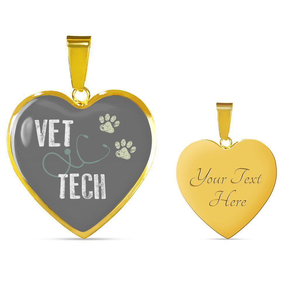 Veterinary Technician Jewelry Gift Luxury Heart Necklace - Vet Tech-Necklace-I love Veterinary