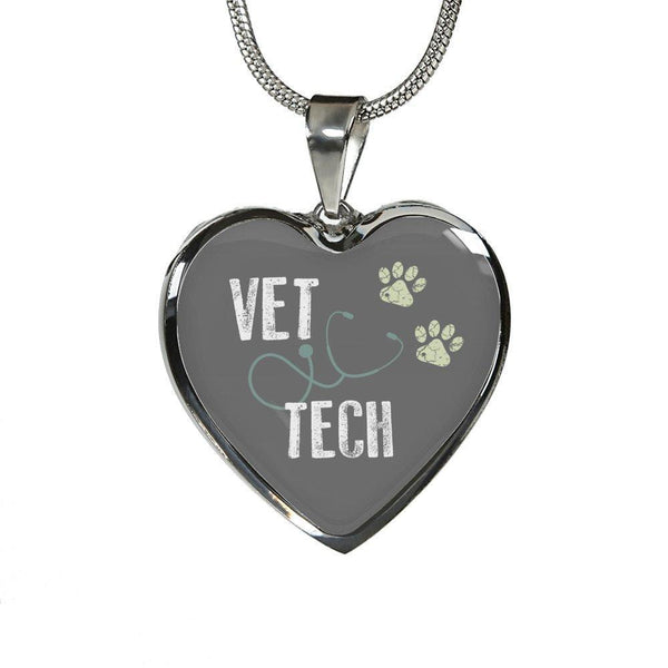 Veterinary Technician Jewelry Gift Luxury Heart Necklace - Vet Tech-Necklace-I love Veterinary
