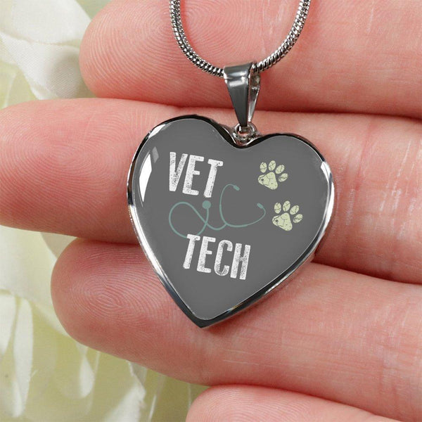 Veterinary Technician Jewelry Gift Luxury Heart Necklace - Vet Tech-Necklace-I love Veterinary