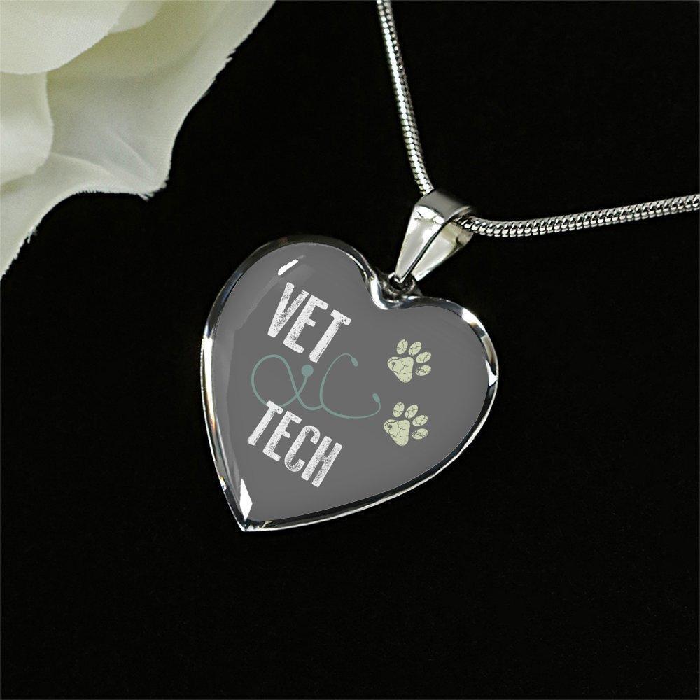 Veterinary Technician Jewelry Gift Luxury Heart Necklace - Vet Tech-Necklace-I love Veterinary