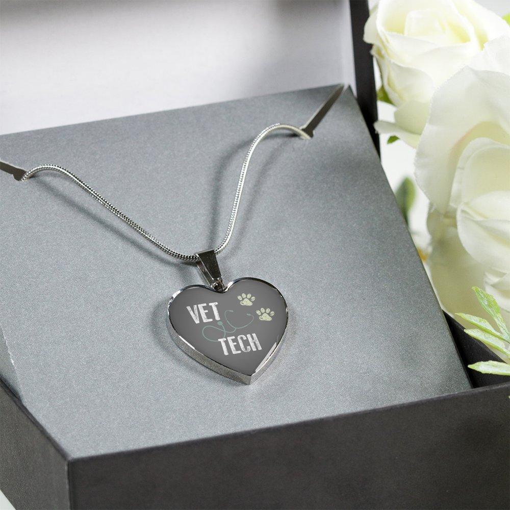 Veterinary Technician Jewelry Gift Luxury Heart Necklace - Vet Tech-Necklace-I love Veterinary
