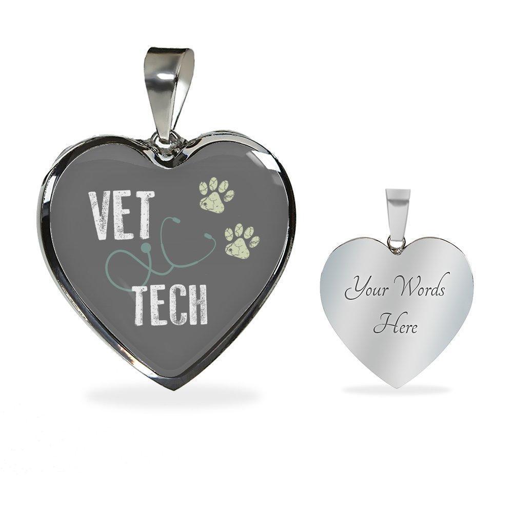 Veterinary Technician Jewelry Gift Luxury Heart Necklace - Vet Tech-Necklace-I love Veterinary