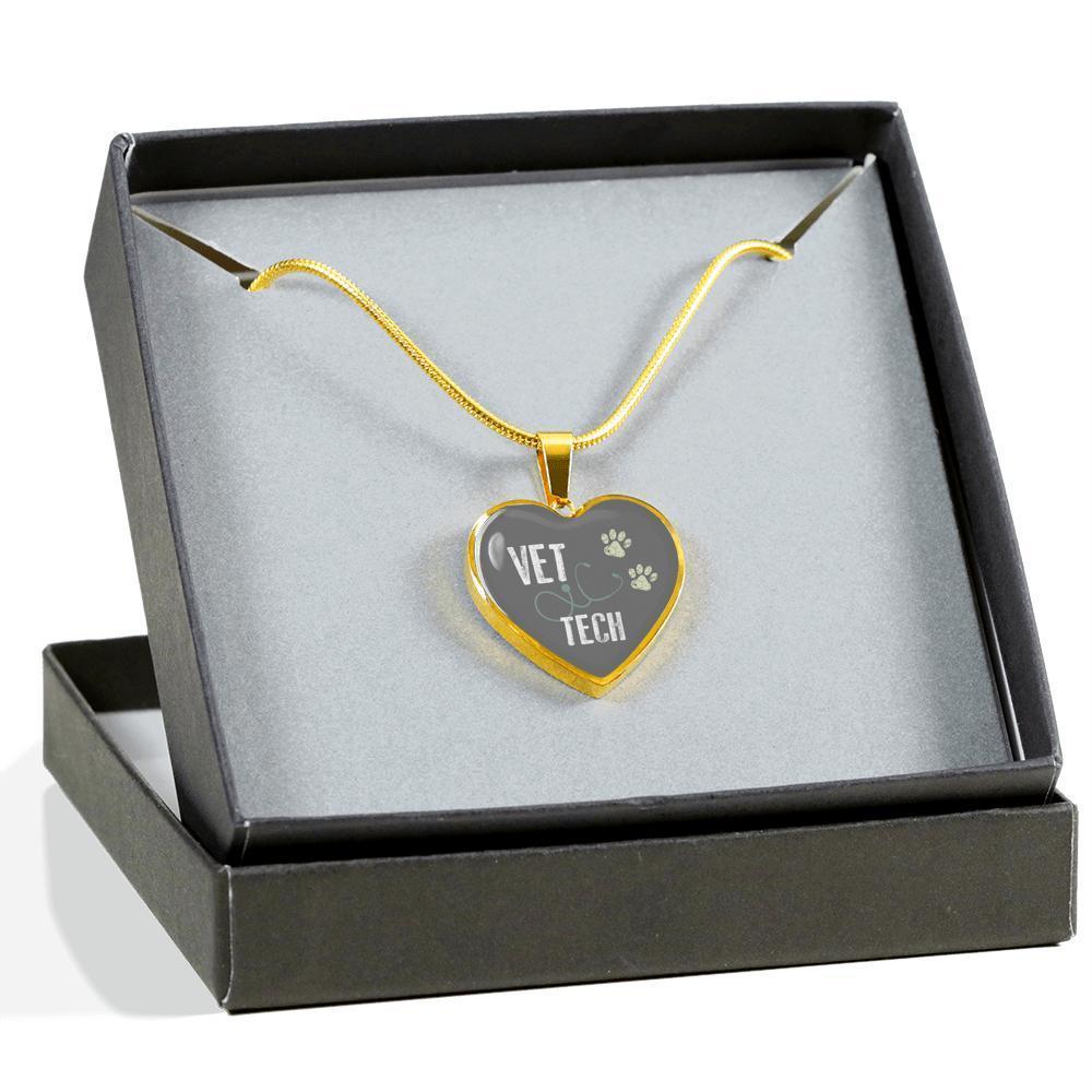 Veterinary Technician Jewelry Gift Luxury Heart Necklace - Vet Tech-Necklace-I love Veterinary