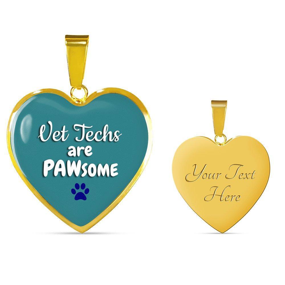 Veterinary Technician Jewelry Gift Luxury Heart Necklace - Vet Techs are PAWsome-Necklace-I love Veterinary