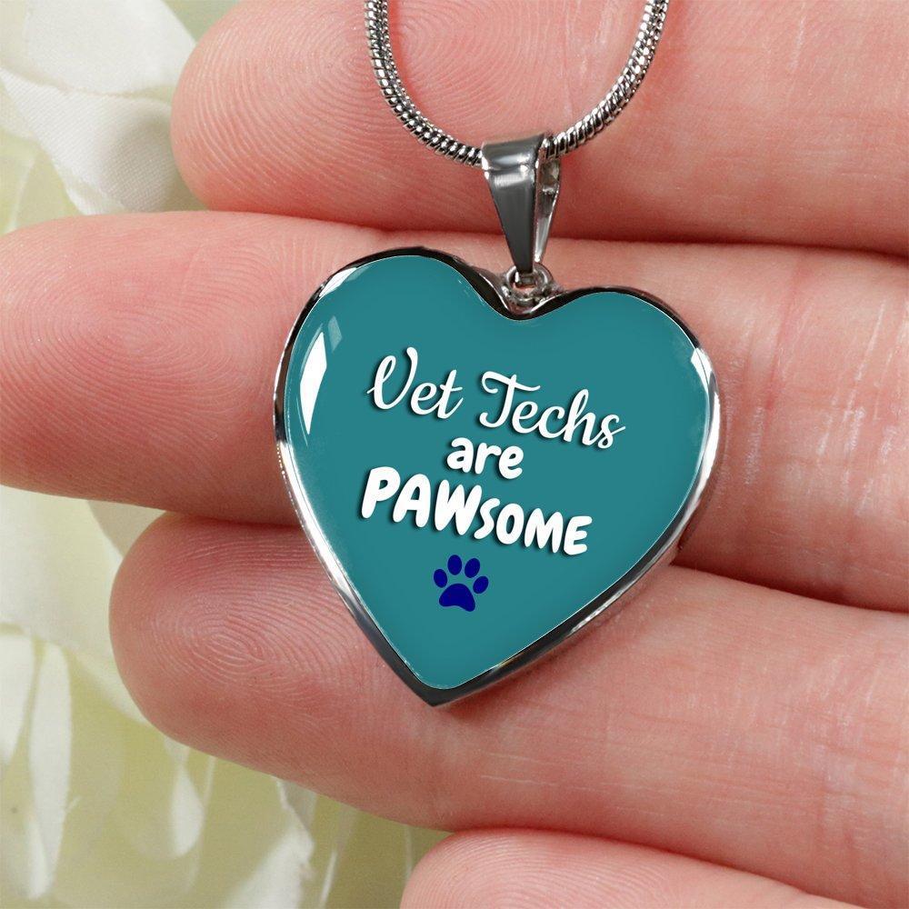 Veterinary Technician Jewelry Gift Luxury Heart Necklace - Vet Techs are PAWsome-Necklace-I love Veterinary