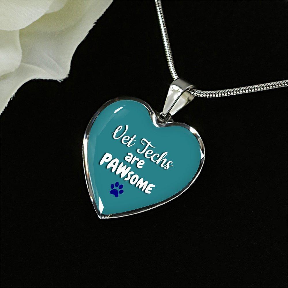 Veterinary Technician Jewelry Gift Luxury Heart Necklace - Vet Techs are PAWsome-Necklace-I love Veterinary