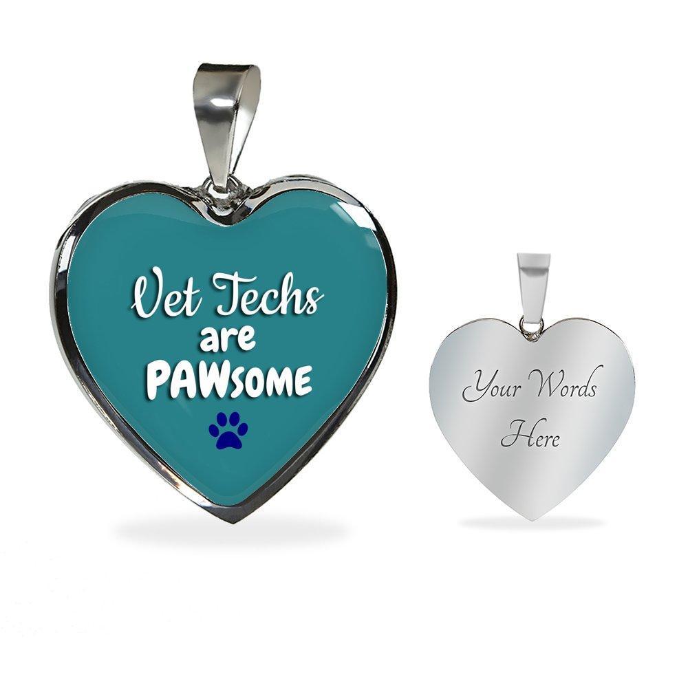 Veterinary Technician Jewelry Gift Luxury Heart Necklace - Vet Techs are PAWsome-Necklace-I love Veterinary