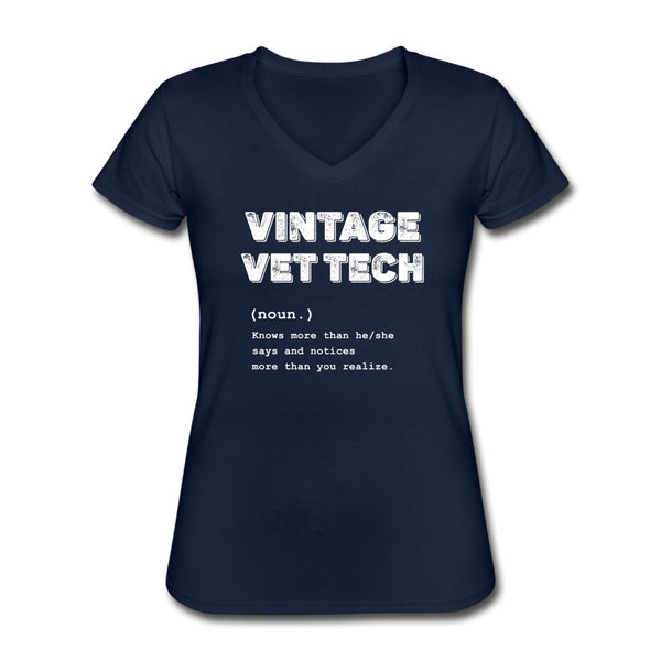 Vintage Vet Tech Women's V-Neck T-Shirt-Women's V-Neck T-Shirt | Fruit of the Loom L39VR-I love Veterinary