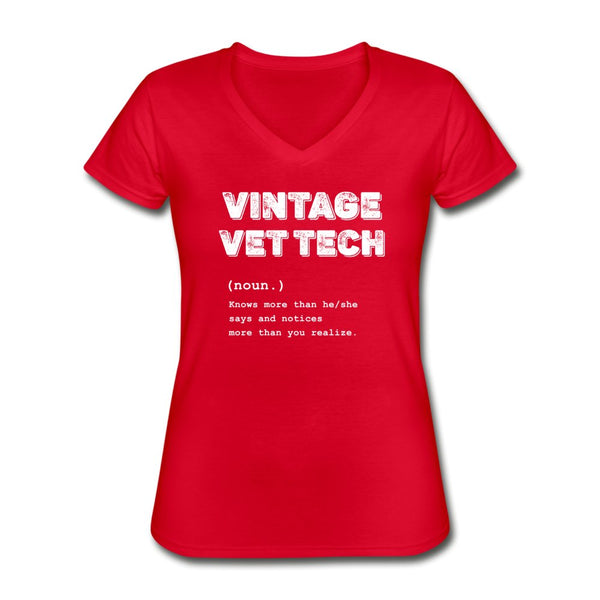 Vintage Vet Tech Women's V-Neck T-Shirt-Women's V-Neck T-Shirt | Fruit of the Loom L39VR-I love Veterinary