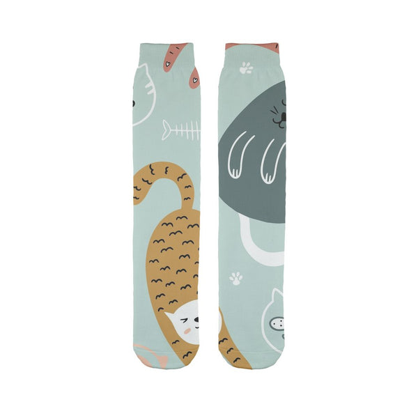 Wavy cats pattern Sublimation Tube Sock-Sublimation Sock-I love Veterinary