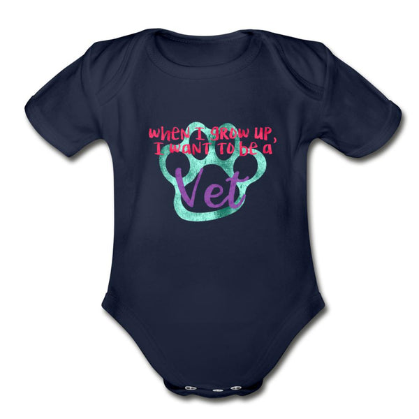 When I grow up, I want to be a Vet Organic Short Sleeve Baby Bodysuit-Organic Short Sleeve Baby Bodysuit | Spreadshirt 401-I love Veterinary
