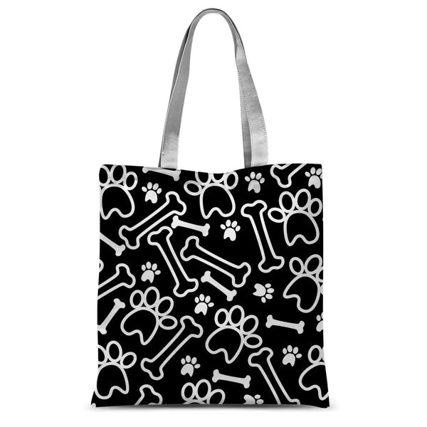White paws and bones on black pattern Classic Sublimation Tote Bag-Classic Sublimation Tote Bag-I love Veterinary