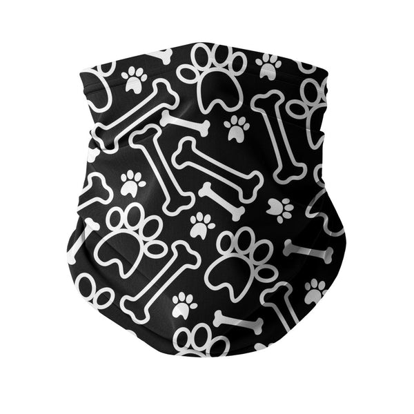 White paws and bones on black pattern Sublimation Neck Gaiter-Sublimation Neck Gaiter-I love Veterinary