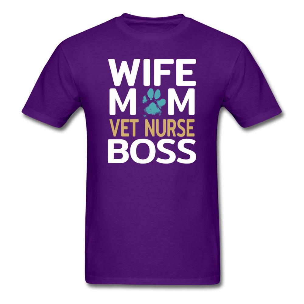 Wife Mom Vet Nurse BOSS Unisex T-shirt-Unisex Classic T-Shirt | Fruit of the Loom 3930-I love Veterinary