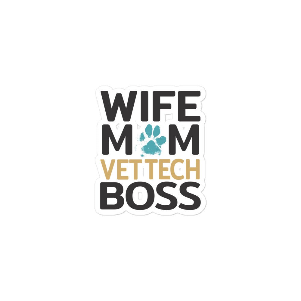 Wife, Mom, Vet Tech Bubble-free stickers-Kiss-Cut Stickers-I love Veterinary