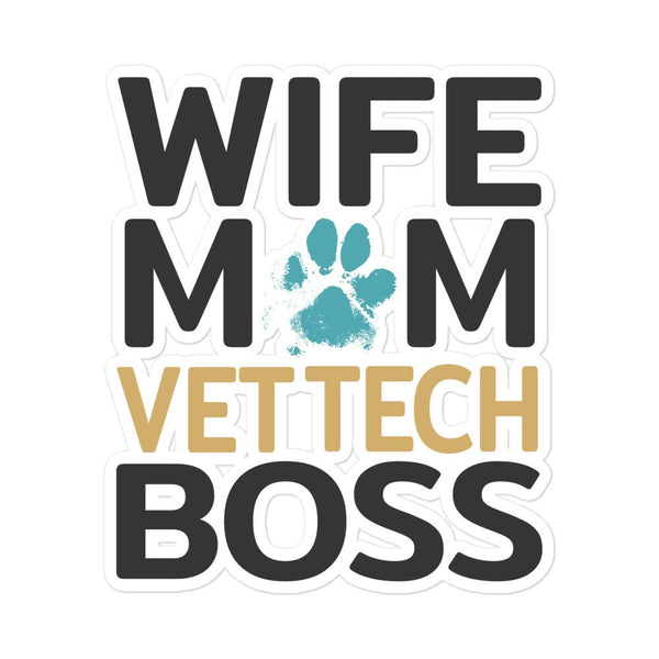 Wife, Mom, Vet Tech Bubble-free stickers-Kiss-Cut Stickers-I love Veterinary
