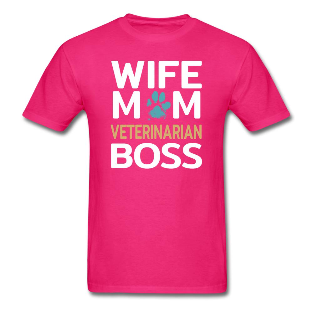 Wife Mom Veterinarian BOSS Unisex T-shirt-Unisex Classic T-Shirt | Fruit of the Loom 3930-I love Veterinary