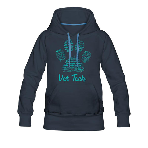 Vet Tech Pawprint Teal Women’s Premium Hoodie-Women’s Premium Hoodie | Spreadshirt 444-I love Veterinary