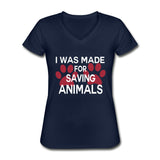 I was made for saving animals Women's V-Neck T-Shirt-Women's V-Neck T-Shirt | Fruit of the Loom L39VR-I love Veterinary