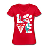 Love cat and dog Women's V-Neck T-Shirt-Women's V-Neck T-Shirt-I love Veterinary