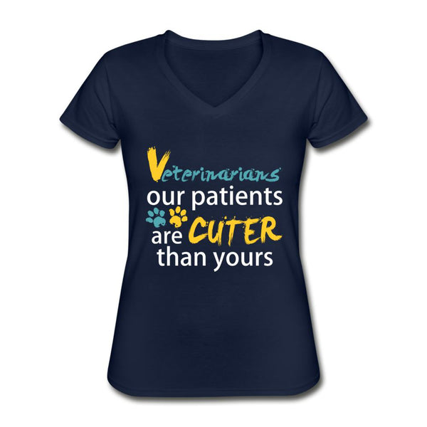 Veterinarian our patients are cuter than yours Our patients are cuter than yours Women's V-Neck T-Shirt-Women's T-Shirt | Fruit of the Loom L3930R-I love Veterinary