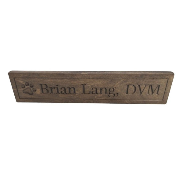 Wooden Desk Name Plate-Wooden Desk Plate Name-I love Veterinary